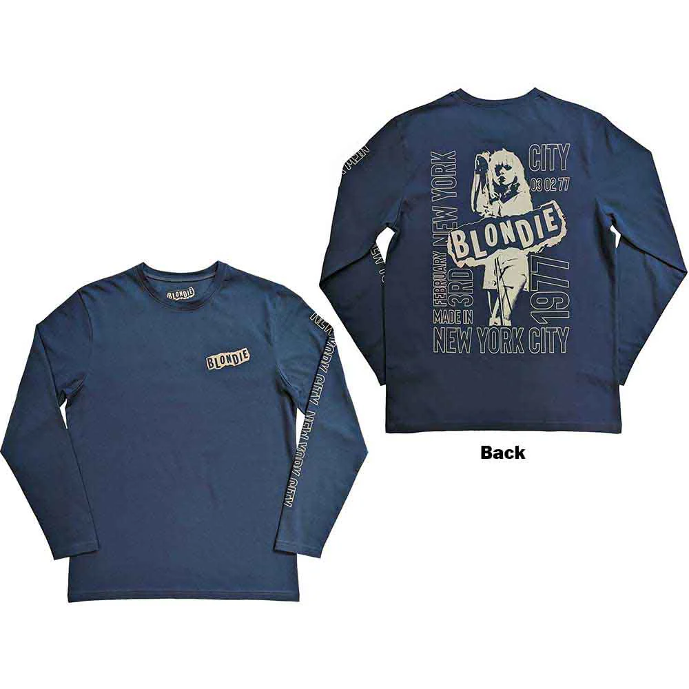 Blondie NYC '77 Denim Blue Long Sleeve Small T-Shirt - Image 3